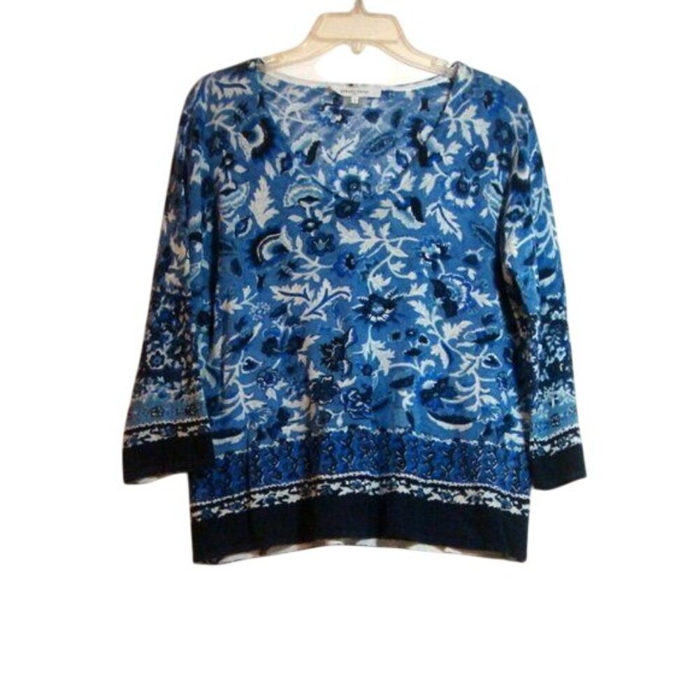 Gerard Darel Paris Blue Floral Knit Pullover Sweater - Picture 4 of 6